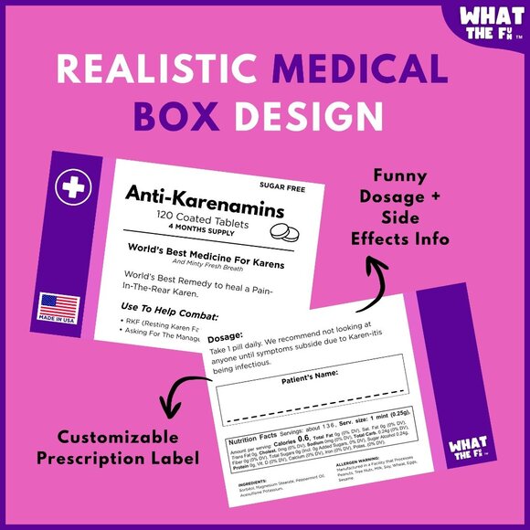 Novelty Prank Medicine Box Anti-Karenamins Funny Prescription Gag Gift Exchange - Picture 8 of 10
